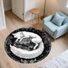 Black and White Fox,Round Area Rug,Carpet Rug for Living Room Bedroom Sofa Playroom Decor,Non-slip Floor Mat