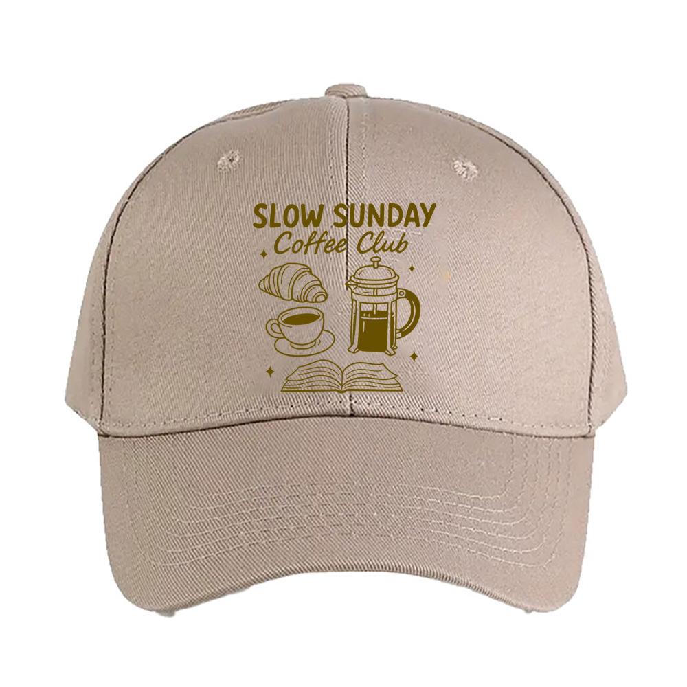 Slow Sunday Coffee Club Reading Lover Caps Summer Adult Baseball Cap Adjustable with Curved Brim Duckbill Hat Sun Hats