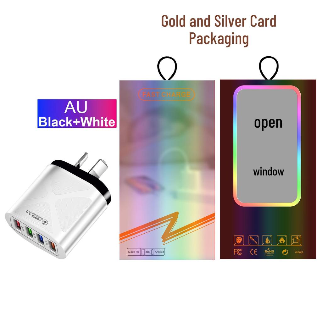 4-Port USB Travel Charger 5V/2.4A Fast Charge - AU/EU/UK/US Compatibility
