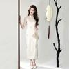 Embroidery white sleeveless national style new Chinese style Suzhou long cheongsam improved young 1011 new women's high sense