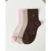 [Non-compression] HISS6E227W2_Women's Brown Melange Cotton Blend Mid-calf Socks 3-Piece Set