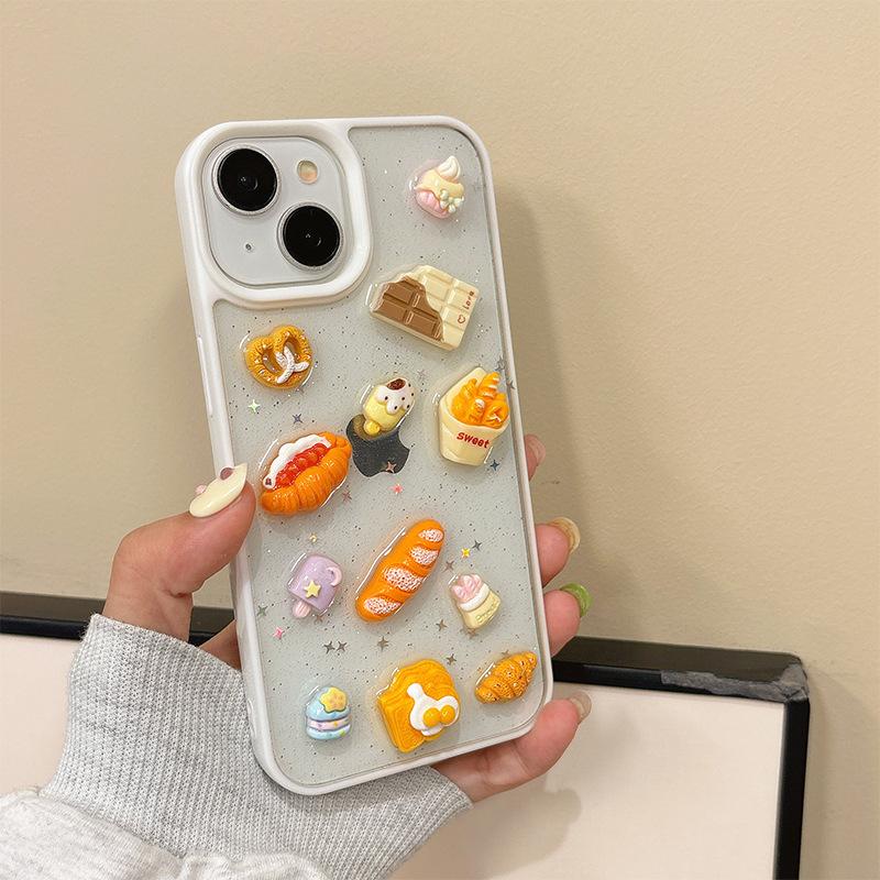 

Креативный 3D Чехол для iPhone в виде кукурузной булочки для Apple 17Promax Прозрачный 15 Клейкая защита от падений For iPhone 17Promax