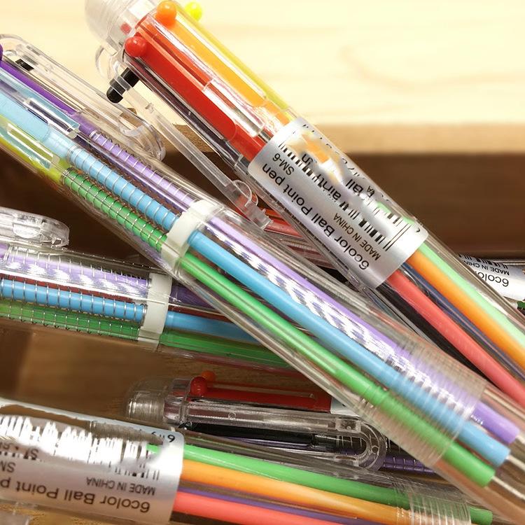 Pix cu bilă multifuncțional transparent cu 6 culori 0,5 mm pentru studenți