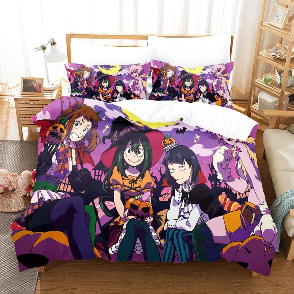 My 3D Cartoon Animation Bedding Microfiber Polyester Cotton 90G Duvet Set Three-Piece Set