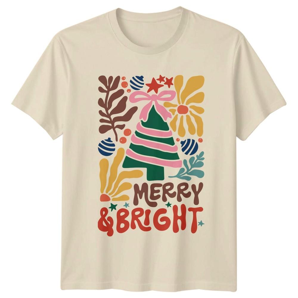 Merry Bright Christmas Tree OrnaUnisexts Holidays Unisexs Unisexs Graphic Tee