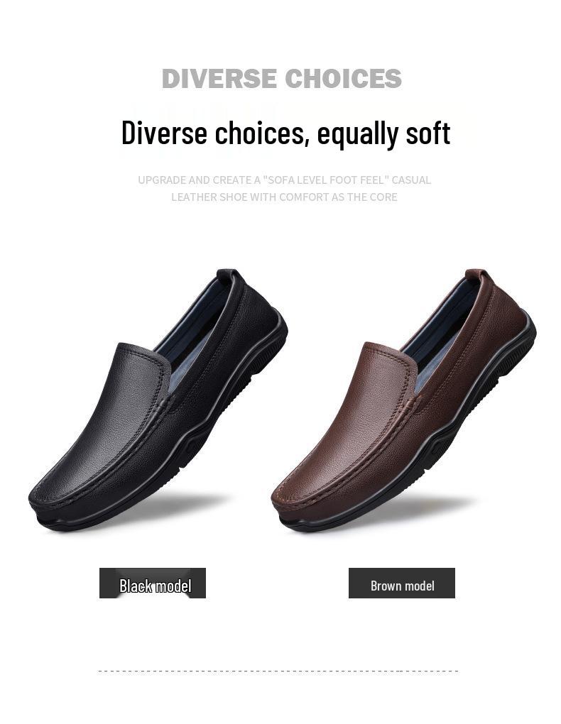 Men's Fashionable Large Size Slip-on Formal Leather Loafers: New Style, Versatile Dad Shoes for Cross-border Business.