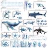 Decowall Sea Animal Wall Watercolor and Dolphin Design for and Removable Wall Decorations for Educational and Toddlers Stickers, Whale, Shark, Kids'