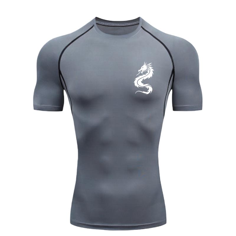 Dragon  Men's Sports T-shirt Training Fitness Compression Short Sleeve Rashguard for Men Athletic Tees Workout T-Shirt