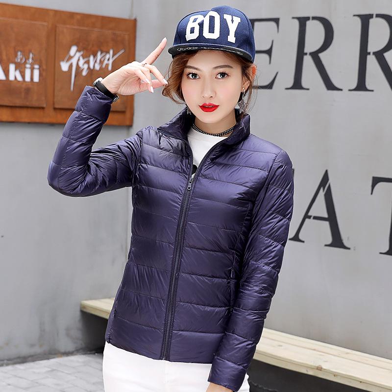 Female Warm Down Jacket Women's Light Down Jacket Short Slim Stand Collar Coat