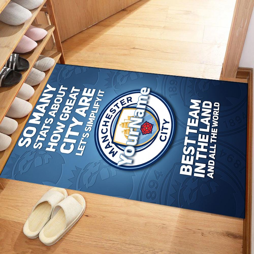 Manchester City Customize Your Name Carpet Perfect for Outdoor Kitchen Entryway Foyer Antislip Carpet Anime Office Decor Best for Christmas