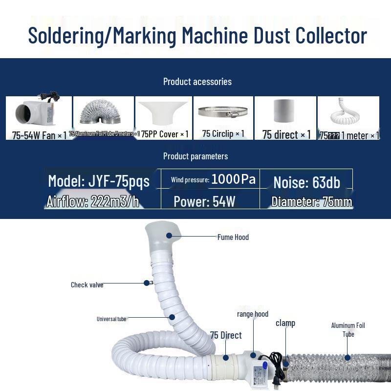 Compact Solder Fume Extractor and Laser Engraving Dust Removal Fan