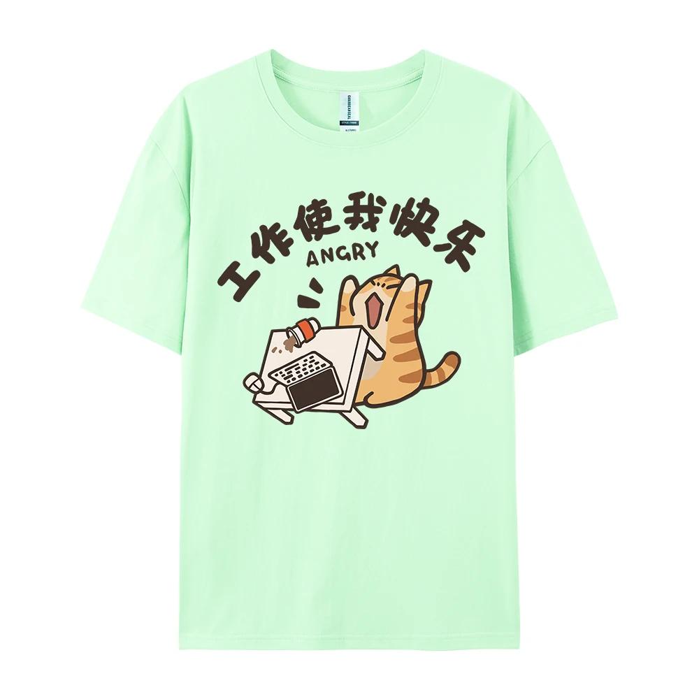 Trendy Street Trend Cat Print Men and Women Vintage Personalized Graphic T-shirt Academy Style Loose Round Neck Short Sleeve
