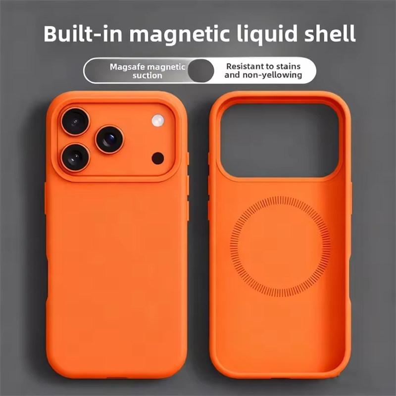 Liquid Silicone Magnetic for MagSafe Phone Case for IPhone 17 16 Pro Max 17 Ari 15 14 13 Solid Color Skin Protection Soft Back Cover