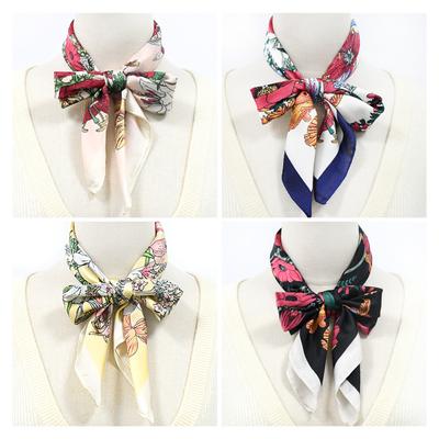 Foulard en soie de simulation d'atmosphère à la mode pour femmes, écharpe de protection du cou, écharpe carrée printemps été automne