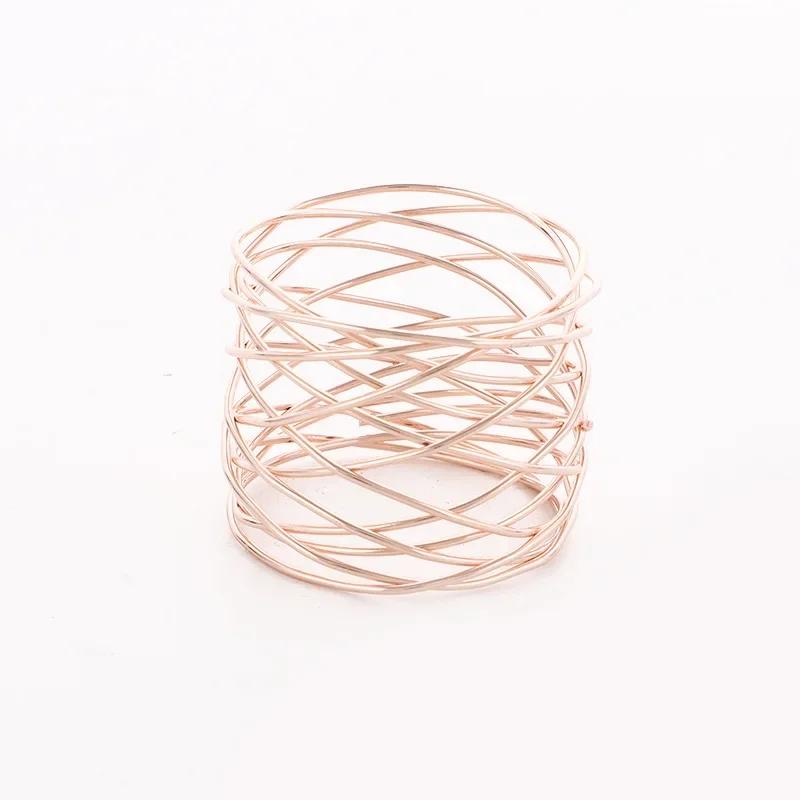 Household Table Supplies Mental Napkin Rings Art Circle Hollow Gold Round Western Handcrafted Weddings Table Decor Napkin Rings