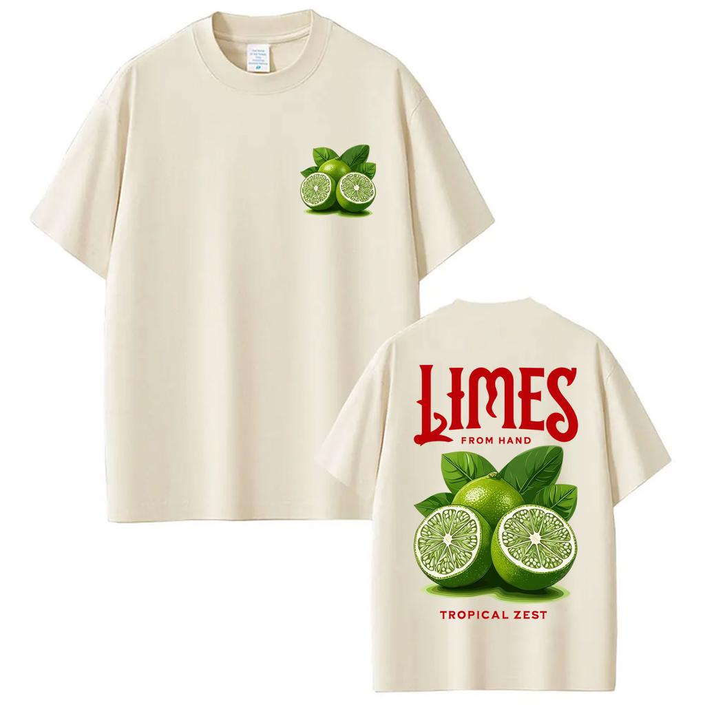 Lustige Limetten Von Hand Tropische Schale Grafik T-Shirts Herren Damen Trend Ästhetische T-Shirts Oversize