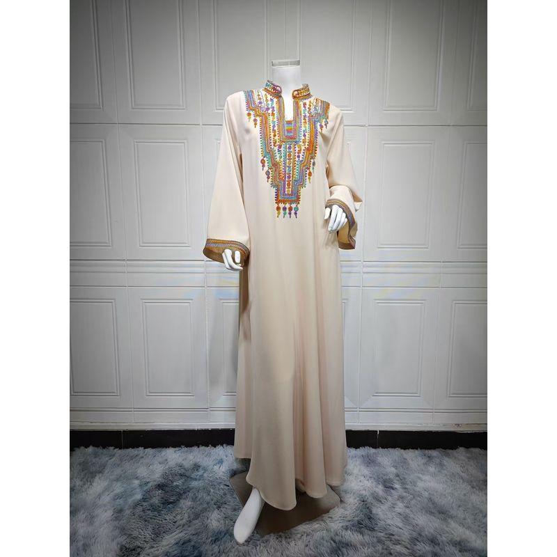 Middle East Arab Women clothes Turkey Elegant Rope Embroidered Robe Dress Rope Embroidered Dress