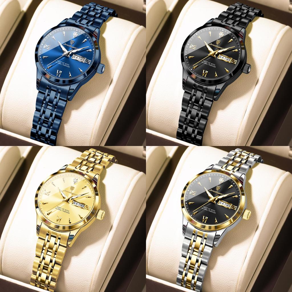 Ladies Watch Double Calendar Luminescent With Calendar Design For Business And Casual Wear