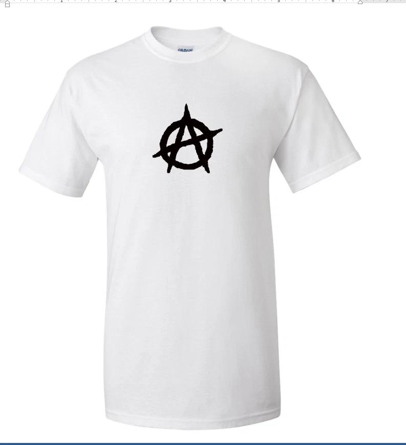 

Black ANARCHY SYMBOL on White T-Shirt Anarchist Punk Riot Cotton Tee Shirt S-5XL XL