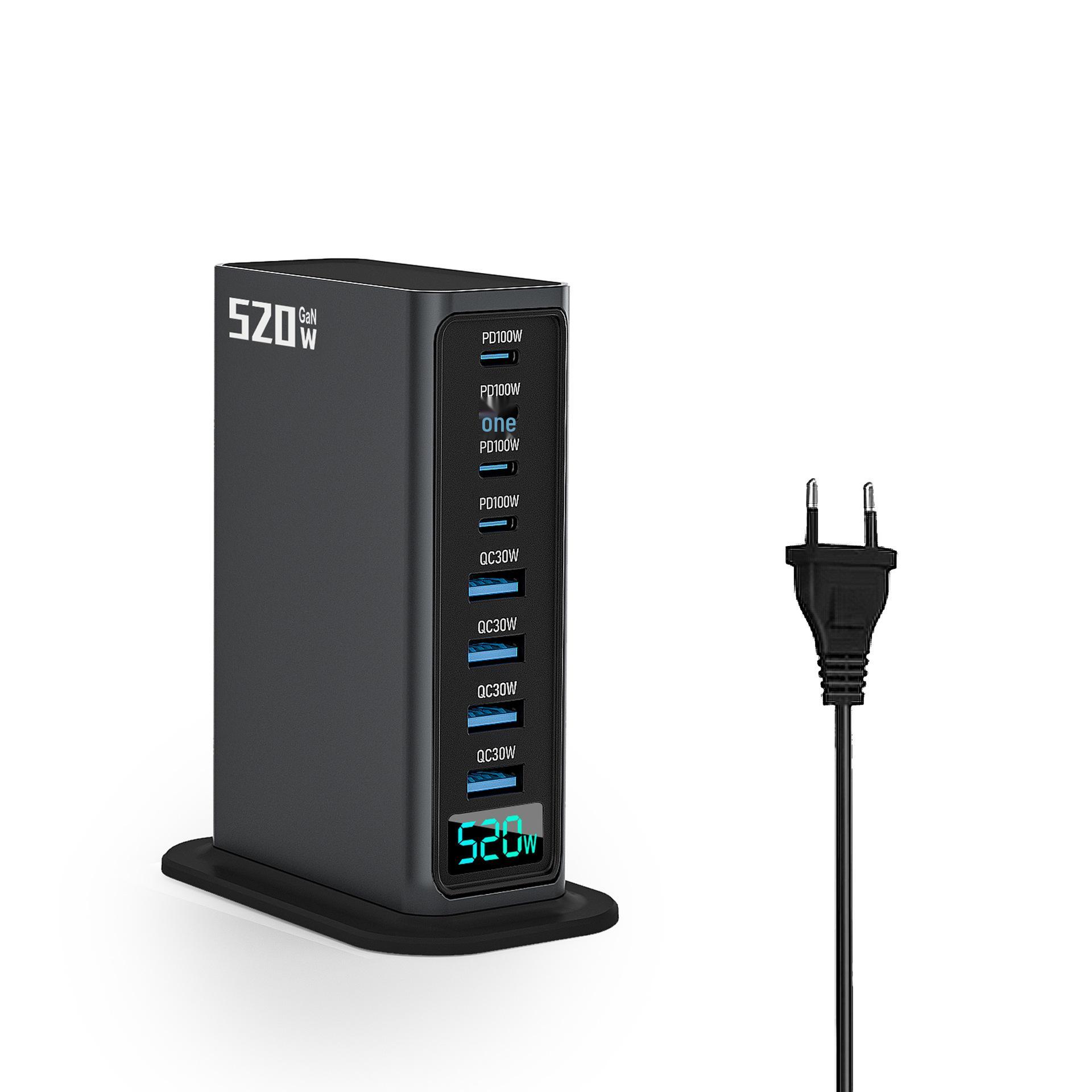 

High-End 520W GaN Charger: Fast 8-Port Desktop Station with AI Digital Display 520W with Display