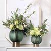 House Decor Creative Metal Base Glass Vase Dried Flower Vase Ornaments Home Decoration Living Room Wedding Gift Flower Vase(Small)
