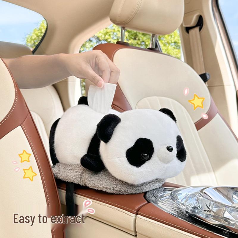 Plush Cartoon Car Tissue Box with Bamboo Charcoal for Deodorizing - Creative Armrest Doll Décor.