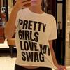 Hübsche Mädchen Lieben Meinen Swag Lustiger Print T-Shirt Selbstbewusst Kühn Grafik Männer Frauen Harajuku Retro 90er Grafik Streetwear T-Shirts Tops