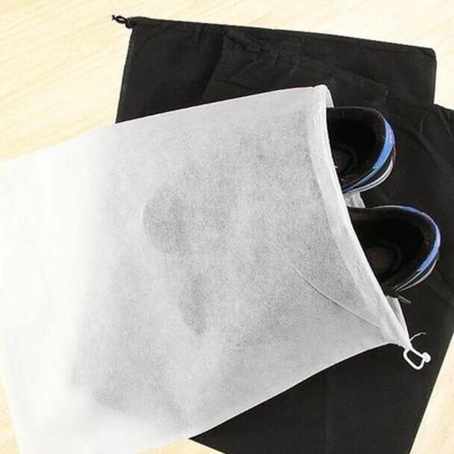10 Pcs/Set Shoe Dust Cover Non-woven Fabric Dust Proof Drawstring Storage Bag Non-woven Fabric Color Random Household Items
