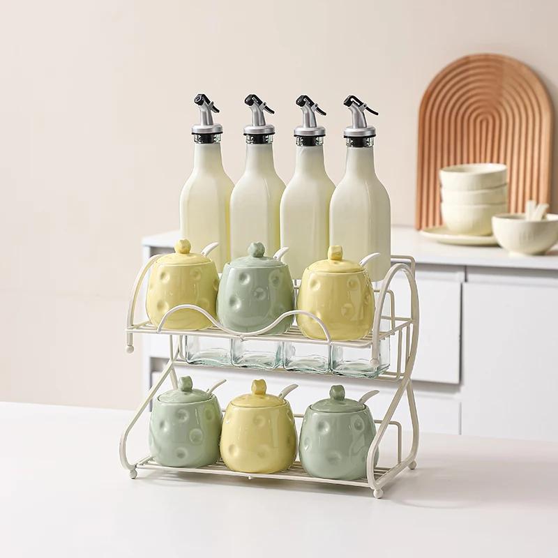 

Cheese-shaped Seasoning Jar Set Kitchen Ceramic Salt Jar Household Seasoning Box Oil Salt Sauce and Vinegar Seasoning Bottle Jar