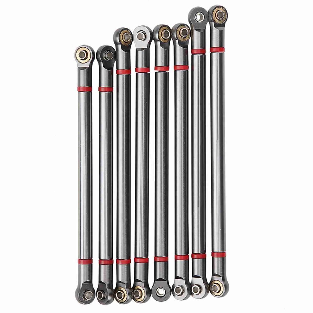 8Pcs Aluminium Alloy Link Rod for SCX10 1 10 313mm Wheelbase RC Crawler Car (Titanium Color)