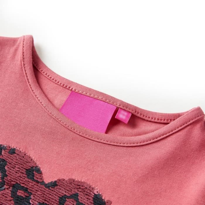 Children's Long-sleeved T-shirt with Sequined Heart, 2 Colors and 5 Sizes Available