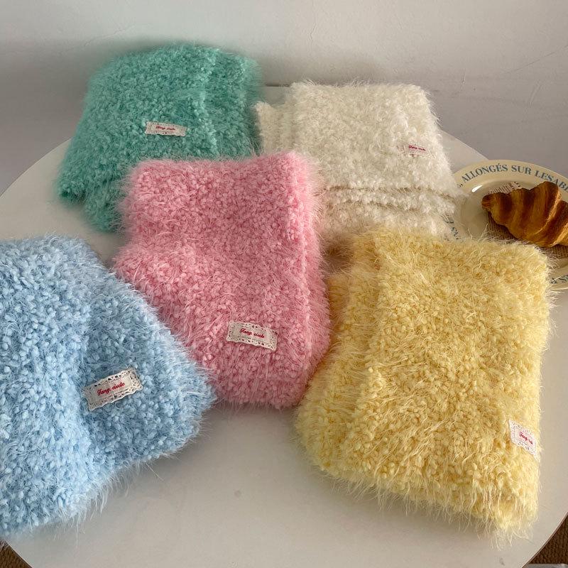 Bright Color Knitted Scarf and Hat Set - Solid Winter Warm 2-Piece for Women