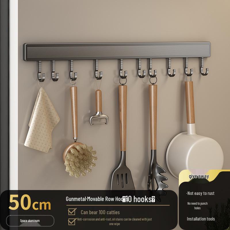 Multi-Functional Wall-Mounted Kitchen Hook Rack for Utensil Storage