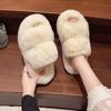 Open Toe Fluffy Slippers Indoor Warm Fur Female Slides Fashion Plush Women House Shoes Women Winter Fuzzy Slippers
