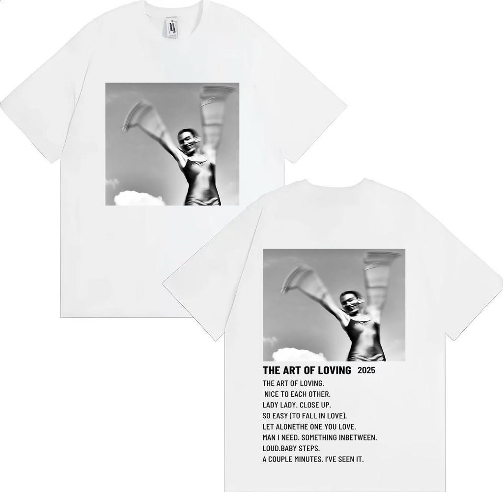 Singer Olivia Dean The Art of Loving Pop Music Oversized Short Sleeve Top MenHip Hop Casual Pure Cotton Cozy 2026 Spring Summer