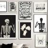 Nordic Simple Wall Art Halloween Skull Witch, HD Canvas Print Poster, Home Living Room Bedroom Decorative Painting