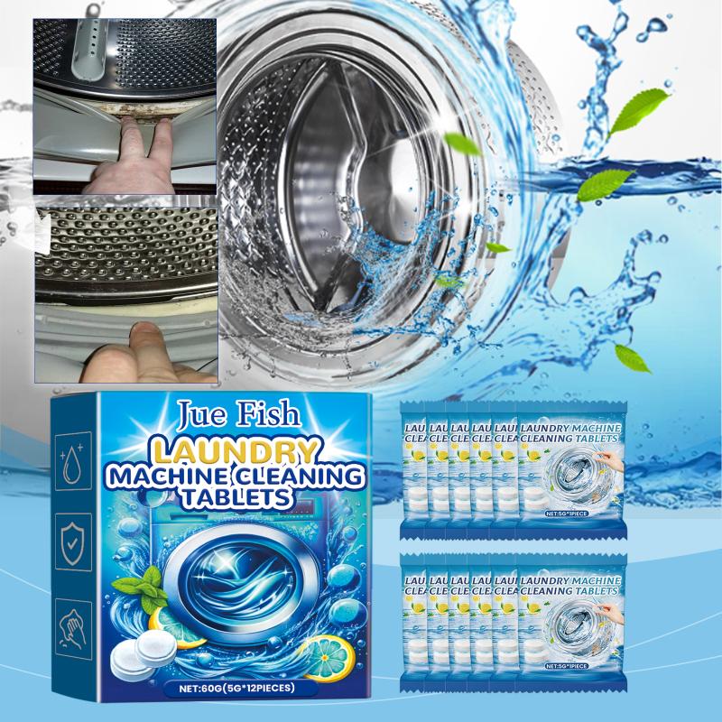 12Pcs Washing Machine Cleaning Effervescent Tablets Deeply Cleans Stubborn Dirt Eliminates Odors Mild No Residue For All