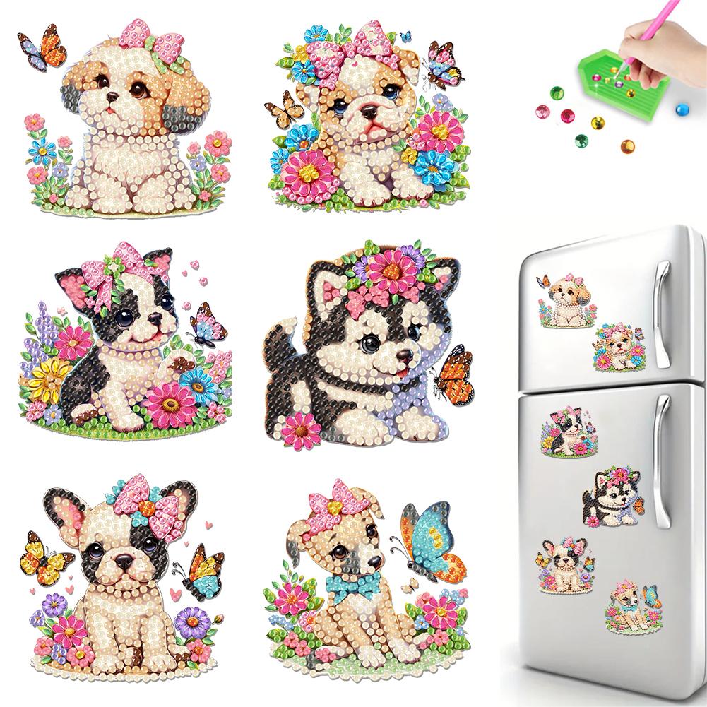 6Pcs Refrigerator Magnets DIY Diamond Painting Cute Diamond Painting Magnets DIY Diamond Art Refrigerator Magnets Art Crafts