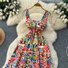 Summer Women Vintage Baroque Print Designer Runway Dress Spaghetti Strap Long Midi Party Dresses