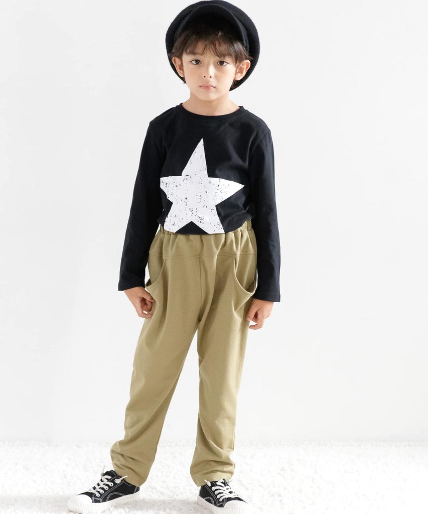 Bee Print Size x Black T-Shirt, Girls, Boys, Kids, Spring, Autumn, Winter, taa05043, 140cm, 07.BIGSTAR