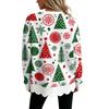 Women's Christmas Print Sweatshirt with Scalloped Wavy Hem and Neck for Holiday