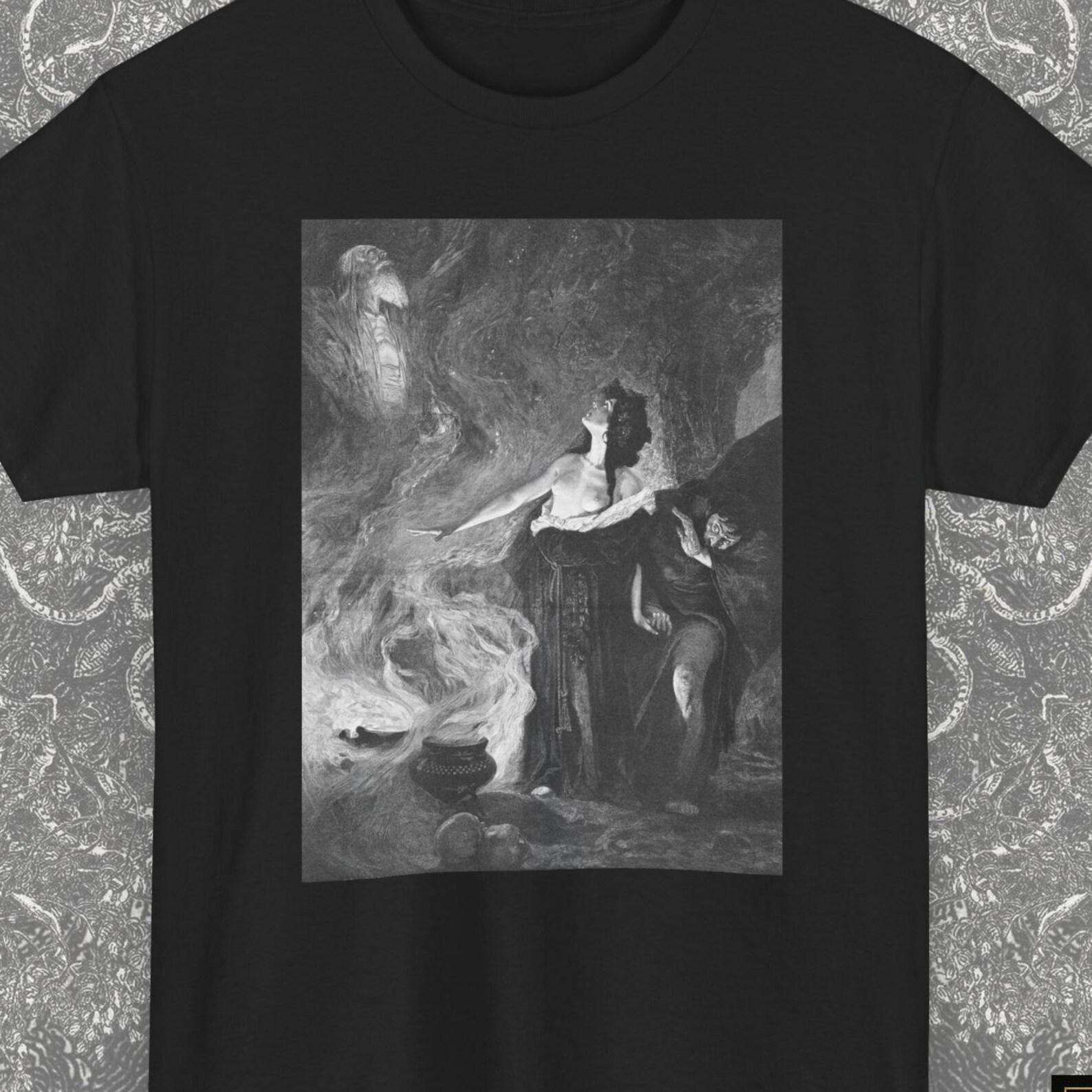 Occult T-shirt Witch of Endor, Esoteric Alchemy Symbolism Tee, Witch T-Shirt, Chaos Magic Goth Clothing Black & White XL
