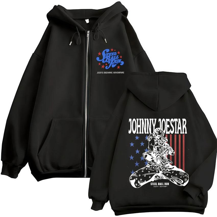 Anime JoJo Bizarre Adventure STEEL BALL RUN Johnny Joestar Mikiny na zip Pánské Dámské Oblečení Mikina na zip Bunda Streetwear