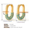 18K Gold Plated Copper U-shape Hoop Earrings with Pave Synthetic Turquoise Minimalist Gold Earrings for Women KE1806