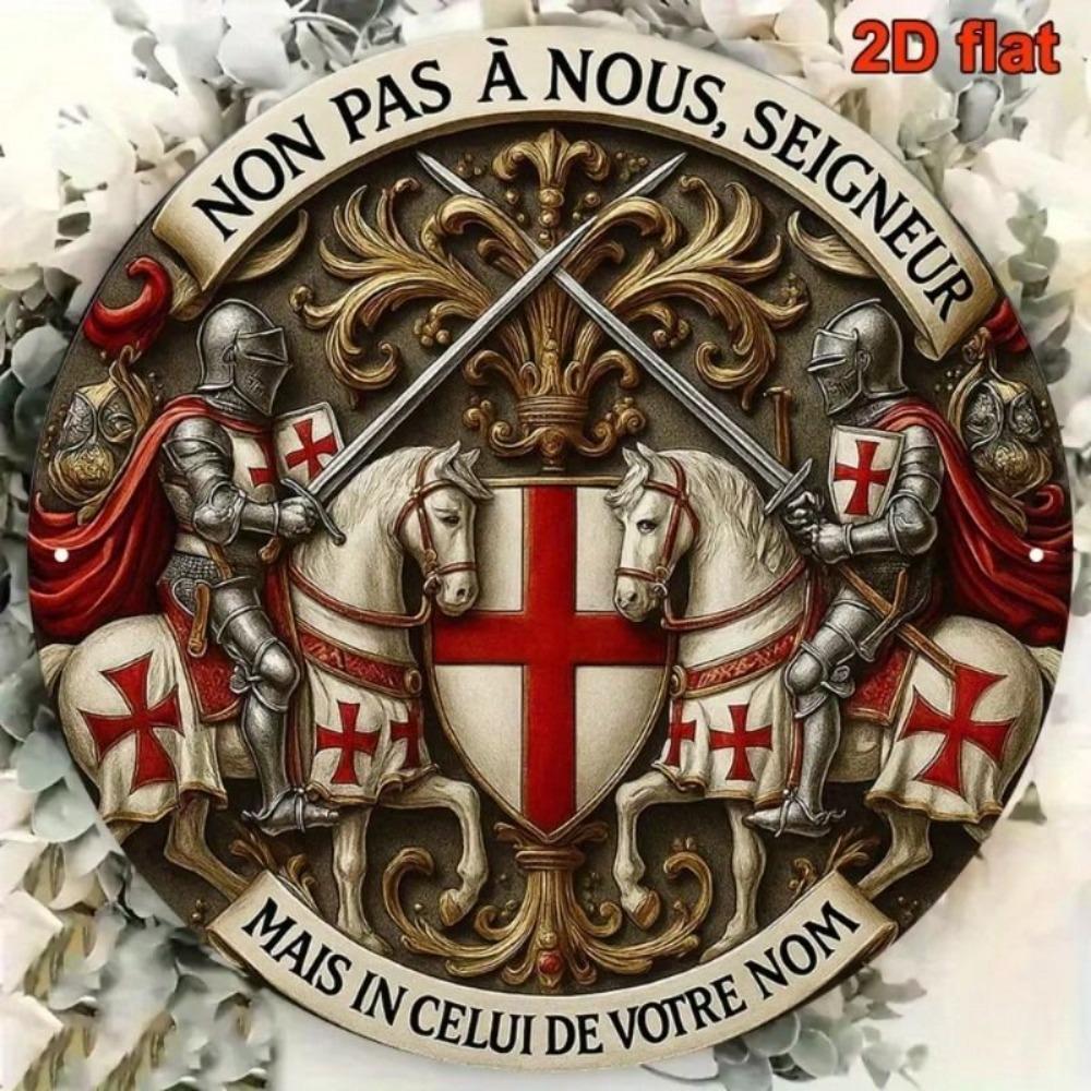 Vintage Knight Medieval Round Metal Wall Poster Living Room Decor