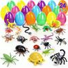 24Pcs Prefilled Easter Eggs Party Favors Eggs with Insect And Frog Toys Inside Easter Basket Stuffers for Egg Hunt Kids Toddler Gifts