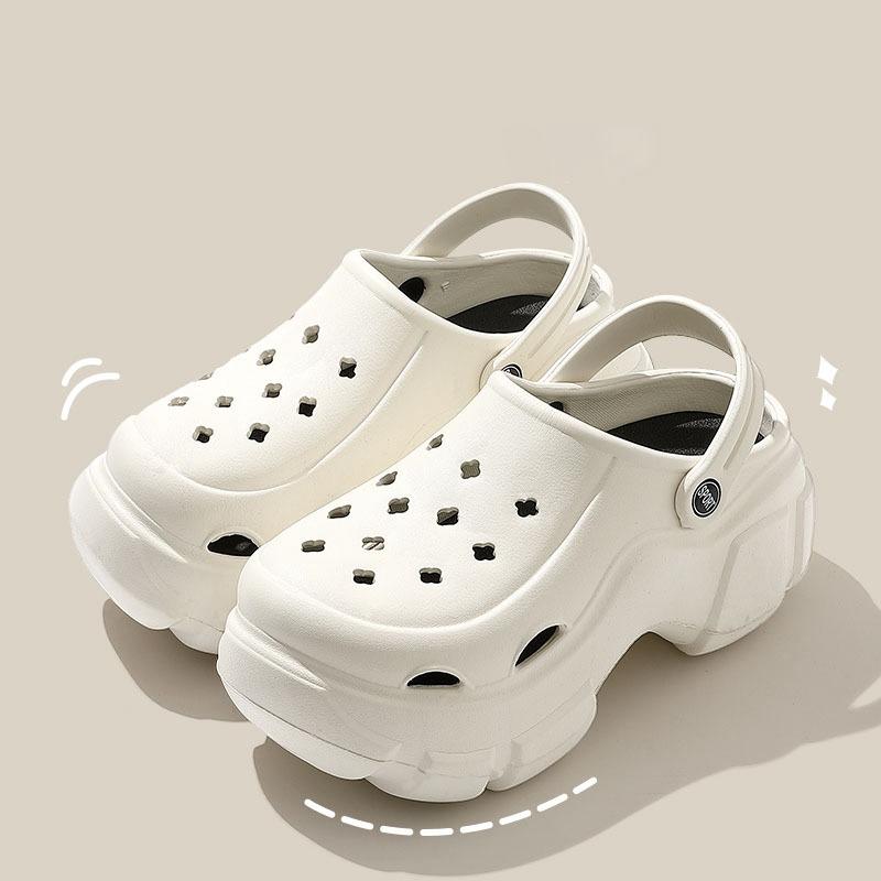 

Летняя женская обувь с дырками на толстой подошве, пляжная садовая обувь на высоком каблуке с мягкой подошвой, женские нескользящие сандалии на платформе с завышенной подошвой