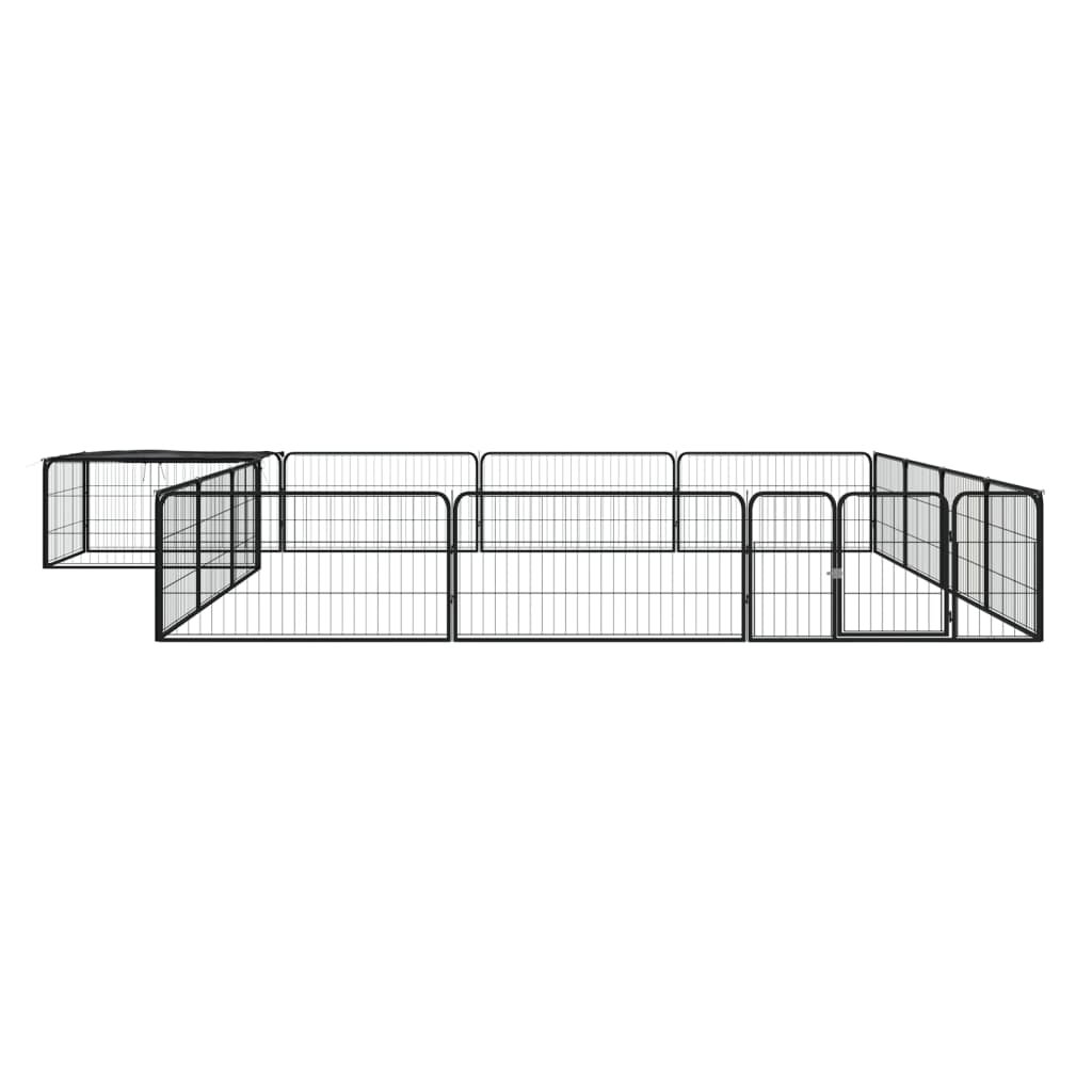 Vidaxl Kojec Dla Psa, 16 Panele, Czarny, 100X50 Cm, Stal