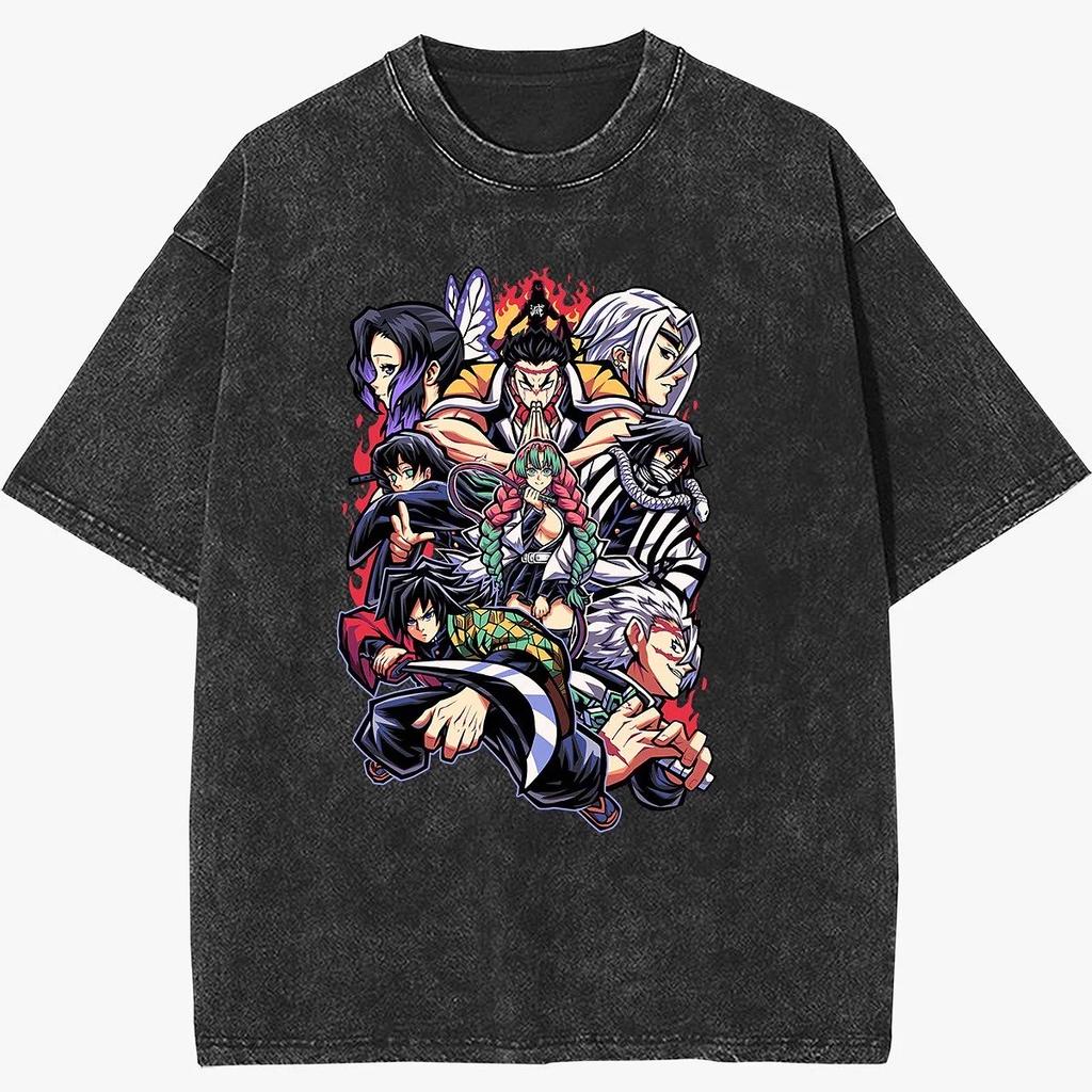 Demon Slayer Kimetsu No Yaiba Shinobu and Kanae Printed Tshirt Mens and Womens Washed Tshirt High Quality Vintage Tshirt