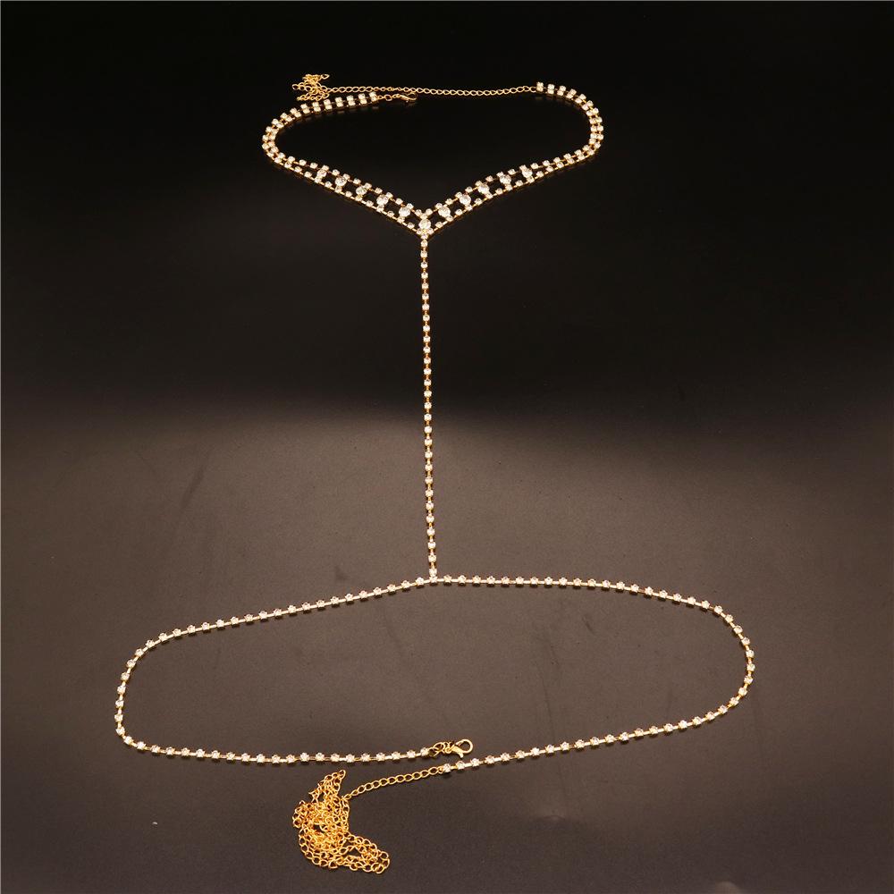 Fashion Rhinestone One-Piece Necklace Breast Chain Sexy Bikini Body Chain Jewelry Accessories Women'S Crystal Nightclub Clothing